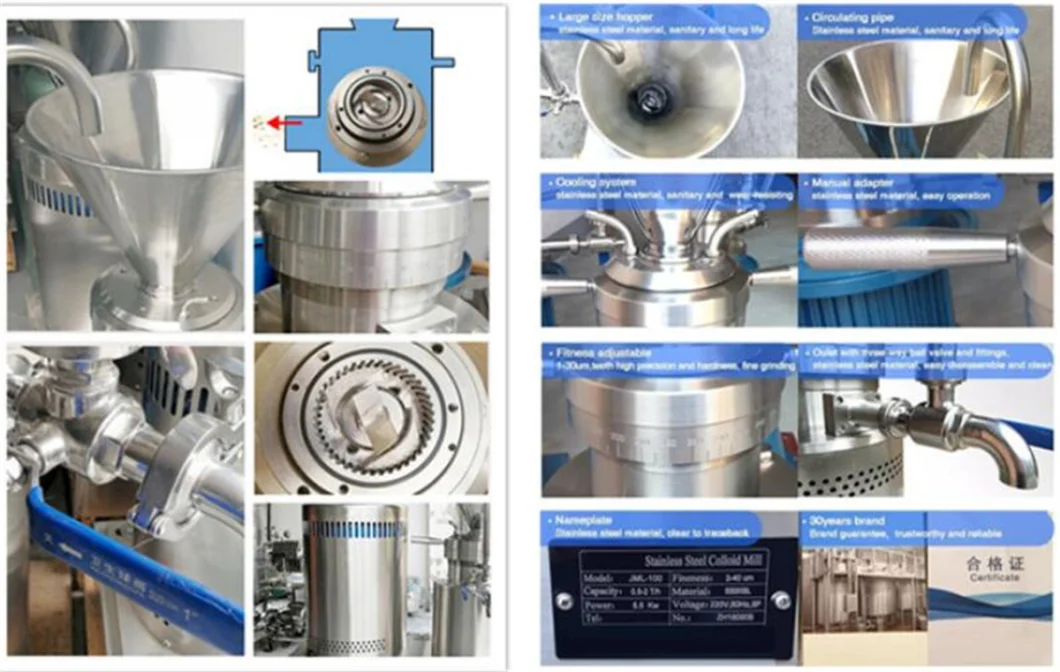 Stainless Steel Food Grade Horizontal Type Colloid Mill Price Peanut Butter Processing Machine Food Industry Colloid Mill Small Tomato Paste Making Machine